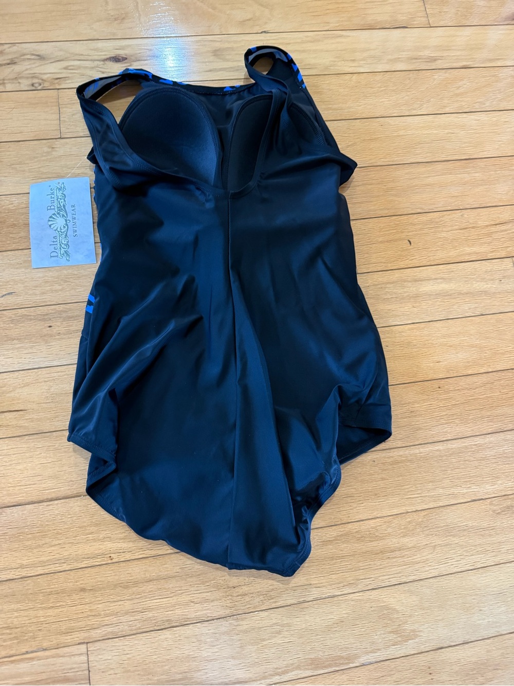 Dalia Black with Royal Blue Abstract One-Piece Swimsuit - Picture 3 of 4